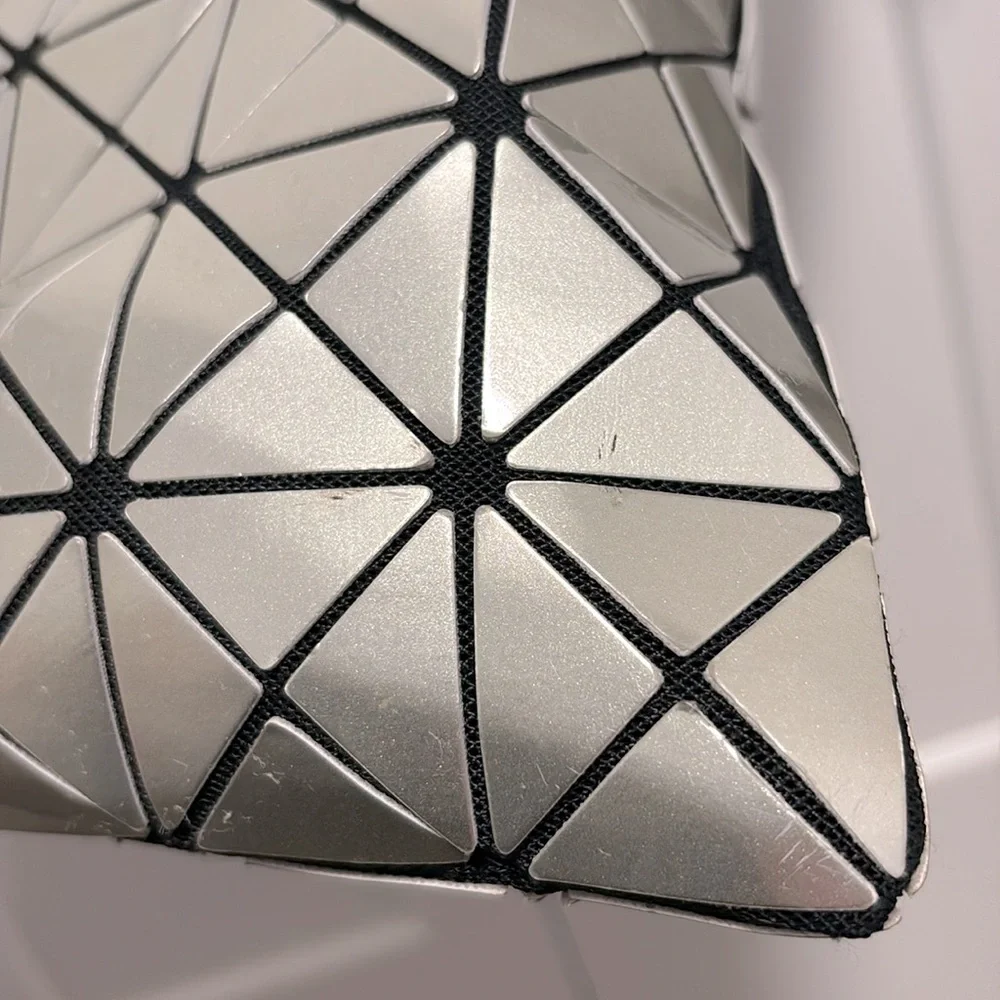 [Bao Bao] Issey Miyake Metallic PVC Geometric Black Mesh Zip-Close Shoulder Tote - Picture 13 of 16